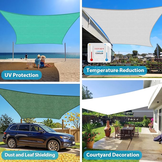 Amagenix Sun Shade Sail 6X14 Curved Edge Outdoor Shade Canopy Mocha Breathable 95% UV Block Shade Cloth for Patio Garden Backyard (We Make Custom Size)