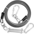 Jenico Dog Tie Out Cable - 10/15/20/30/40/50/70/100/150FT Runner Cable with Swivel Hook and Shock Spring, Outdoor Dog Leash Tether for Yard and Camping, Up to 500 LBS