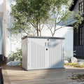 Aoxun 35 Cu.Ft Outdoor Storage Shed, Waterproof Horizontal Resin Cabinet for Trash Cans, Lawn Mowers, Generators, and Garden Tools, White