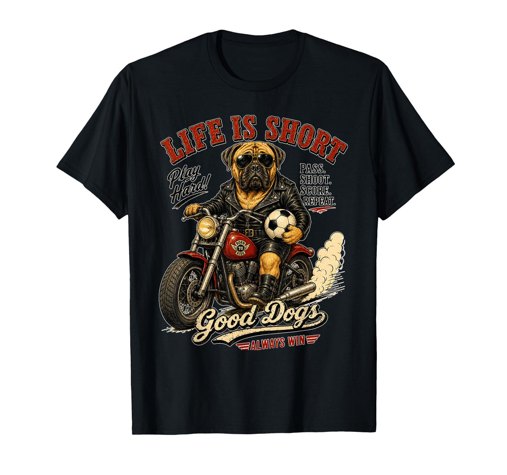 Mastiff Motorbike Love Footbal T-Shirt - Custom Art Print for Adults