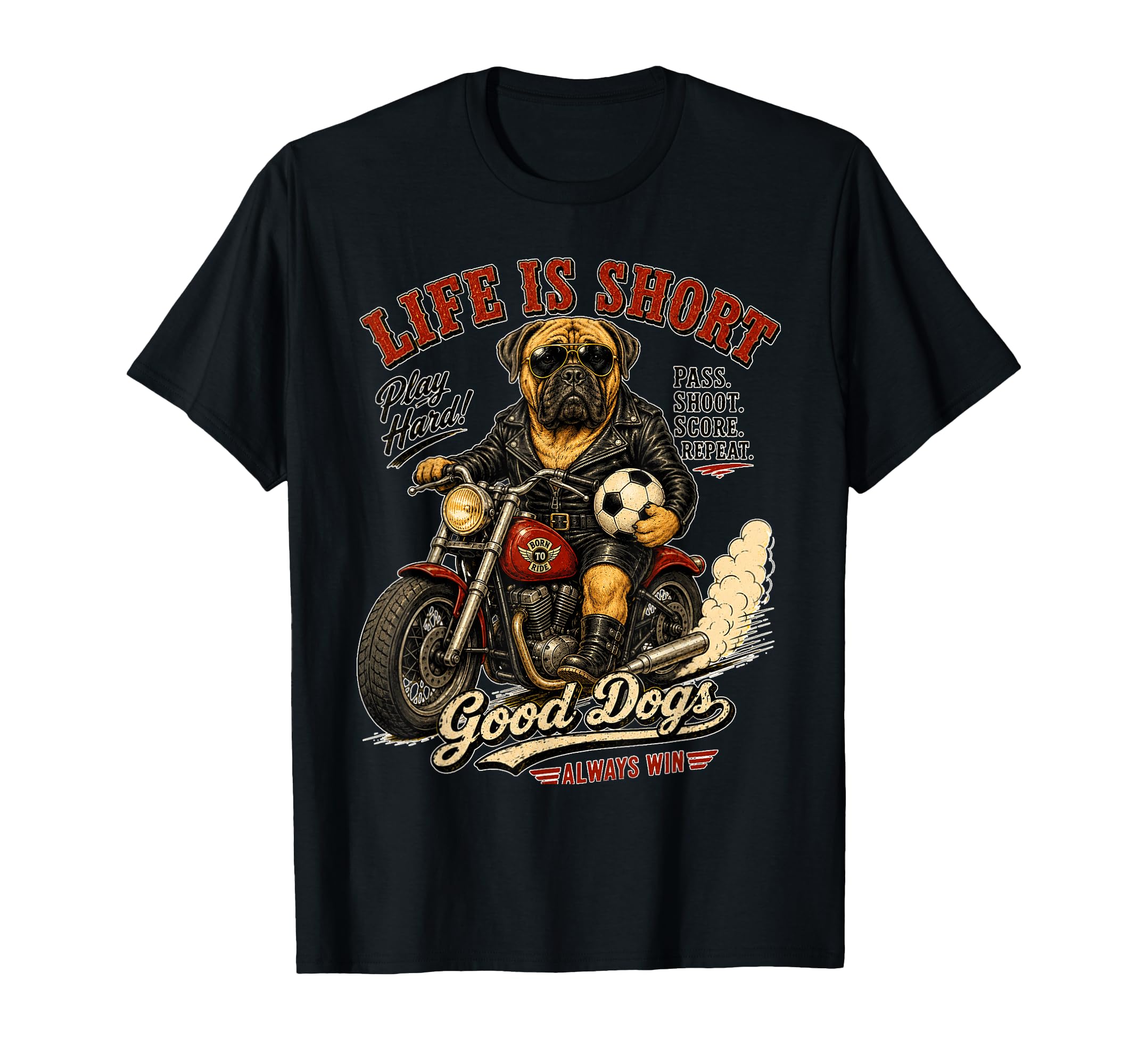 Mastiff Motorbike Love Footbal T-Shirt - Custom Art Print for Adults