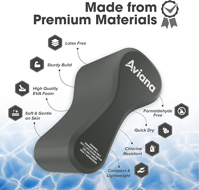 Pull Buoy Swim Training Leg Float for Adults & Youth | Swimming Pool Strokes & Upper-Body Strength EVA & BPA Free