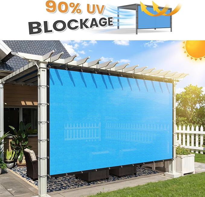 VICLLAX Shade Fabric Sun Shade Cloth with Every 2 FT Grommets for Patio Garden Pergola Cover Canopy 5x9 FT, Mixed Turquoise