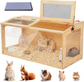 Hamster Cage 40 Inch Wooden Chewproof, 270° View Habitat with Bite-Proof Metal Mesh & Dual Access Doors, Acrylic Sheets & Solid Build for Dwarf Syrian Hamsters/Gerbils/Guinea Pigs/Chinchillas