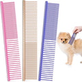 3 Pcs Stainless Steel Grooming Combs for Matted and Tangled Long Hair - Pet Guide Clippers for Dog and Cat
