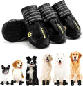 Hcpet Dog Shoes, Dog Boots for Small Dogs, Waterproof Medium Dog Booties Paw Protector for Summer Hot Pavement, Winter Snowy Day, Outdoor Walking, Indoor Hardfloors Anti Slip Sole Black Size 4