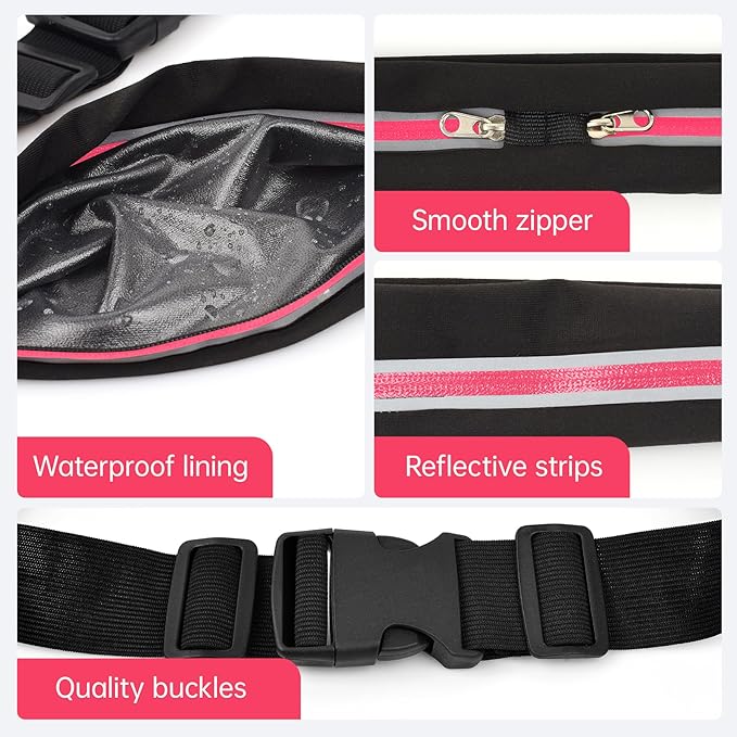 Slim Running Belts for Women Men - Running Phone Holder Fanny Pack for Key, Accessories Fits ALL Cell Phones, Pink