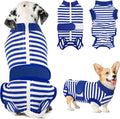 Lukovee Recovery Suit for Dogs - Zipper Onesie for Female & Male Dogs, Abdominal Wounds Cone E-Collar Alternative, Prevent Licking - Spay Recovery Suit (Small, Blue & White)