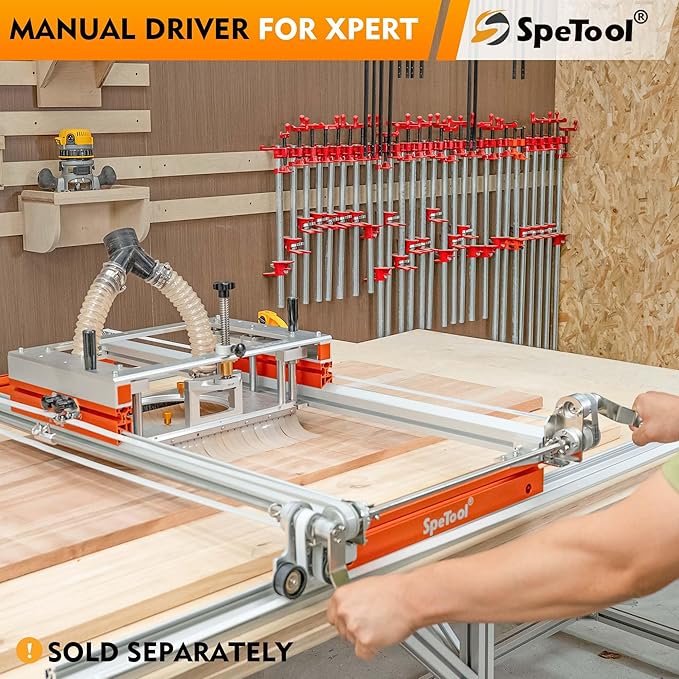 SpeTool Xpert Router Sled for Flattening Slabs with Continuous Height Adjustment & Dust Collection, Easy-to-install 3-Axis Aluminum Slab Flattening Jig, Spoilboard Slab Flattening Mill for Woodworking