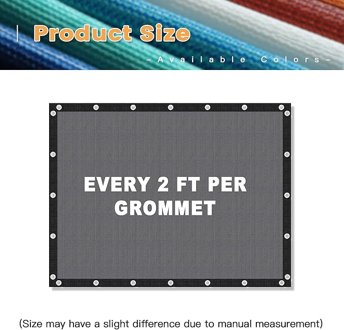 VICLLAX Shade Fabric Sun Shade Cloth with Every 2 FT Grommets for Patio Garden Pergola Cover Canopy 6x7 FT, Grey