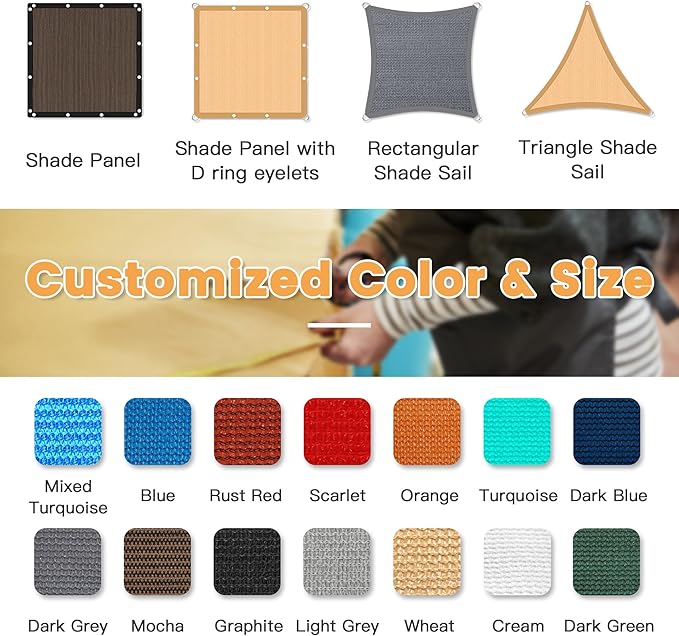 VICLLAX Shade Fabric Sun Shade Cloth with Every 2 FT Grommets for Patio Garden Pergola Cover Canopy 5x23 FT, Wheat