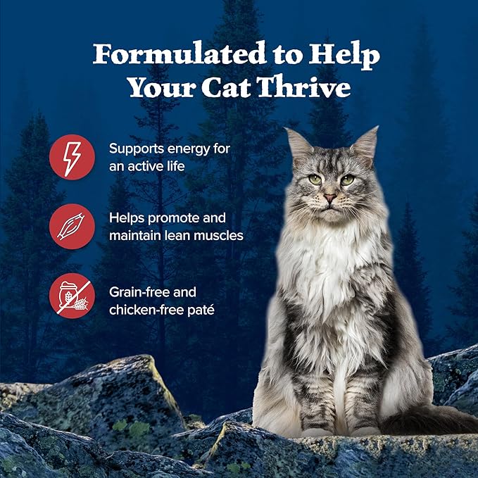 Blue Buffalo Wilderness Rocky Mountain Recipe Flaked Wet Cat Food, Chicken-Free & Grain-Free Recipe, Made with Natural Ingredients, Red Meat in Tasty Gravy, 5.5-oz. Cans (24 Count)