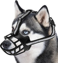 Dog Muzzle for Large Dogs, Breathable Basket Muzzles for Small, Medium and X-Large Aggressive Dog, Allows Panting Drinking, Suitable for Grooming Trimming Training (1, Blacks)