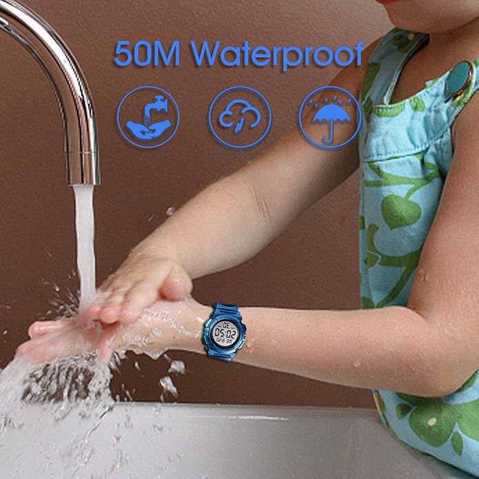 Kids Watch,Boys Watch for 3-15 Year Old Boys,Digital Sport Outdoor Multifunctional Chronograph LED 50 M Waterproof Alarm Calendar Analog Watch for Children with Silicone Band,Kids Gift
