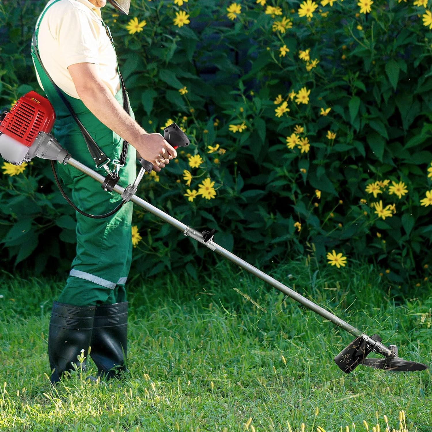 COOCHEER Weed Wacker 42.7cc, 2 in 1 Cordless Gas Powered Weed Eater, Gas Brush Cutter 2-Cycle String Trimmers Weed Wacker Straight Shaft Grass Edger Gas Grass Trimmer for Lawn and Garden Care Trimming