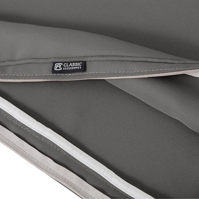 Classic Accessories Montlake Water-Resistant 23 x 20 x 4 Inch Patio Lounge Back Cushion, Light Charcoal Grey, Outdoor Loveseat Cushions