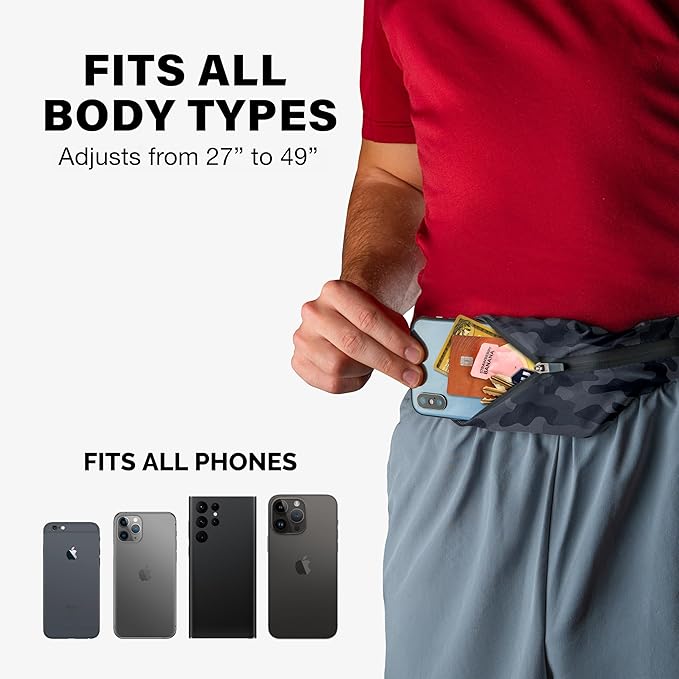 Back Bay Slim Running Belt for Women & Men [Fits ALL Phones], Runners Fanny Pack for Men, Money Belt, Running Gear Gift, Waist Bag Workout Gear, iPhone Runner's Phone Holder Waist Pack