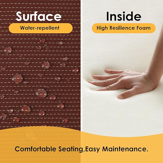 Outdoor Square Corner Seat Cushion, 18.5"x16"x3", Set of 4, Non Slip Seat Cushion Pads with Removable Cover for Patio Furniture, Garden Yard Lawn, Tan Dotted Red Base