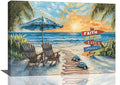 Beach Ocean Bathroom Pictures Wall Art, Seaside Coastal Bathroom Wall Decor, Sunrise Framed Painting Canvas Artwork for Bedroom Living Room Decorations 24"L x 16"W