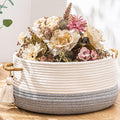 KAKAMAY Woven Baskets for Storage(16"x8"),Blanket Basket for Organizing Living Room,Cotton Rope Basket Woven Baby Laundry Hamper,Collapsible Laundry Room Organization,Clothes,Toy Chest(Grey)