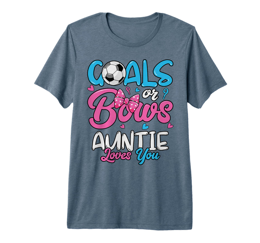 Gender Reveal Goals Or Bows Auntie T-Shirt - Trendy Graphic Men Women