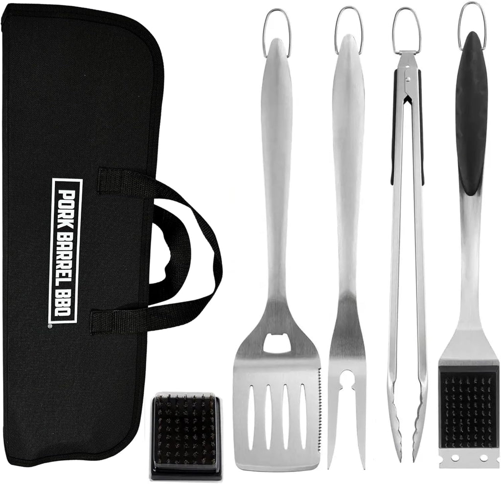 Pork Barrel BBQ Tool Set Grill Kit - Premium Stainless Steel BBQ Grill Accessories, Grilling Tools & BBQ Accessories for Outdoor Grill - Perfect BBQ Tools and Grilling Gifts for Men