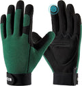 COOLJOB Thorn Proof Garden Gloves with Touchscreen Fingers for Men, Rose Pruning Work Gloves with Palm Cushion for Gardener, Farmer and Landscaper (Green 1 Pair Small)