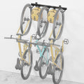 monTEK Enhanced Bike Storage Rack, Adjustable 3-Bike and 2-Helmet Hangers for Indoor Bike Storage, Customizable for Various Bike Sizes, Heavy-Duty Steel Bike Wall Mount, Max Load 209lbs, 32-in