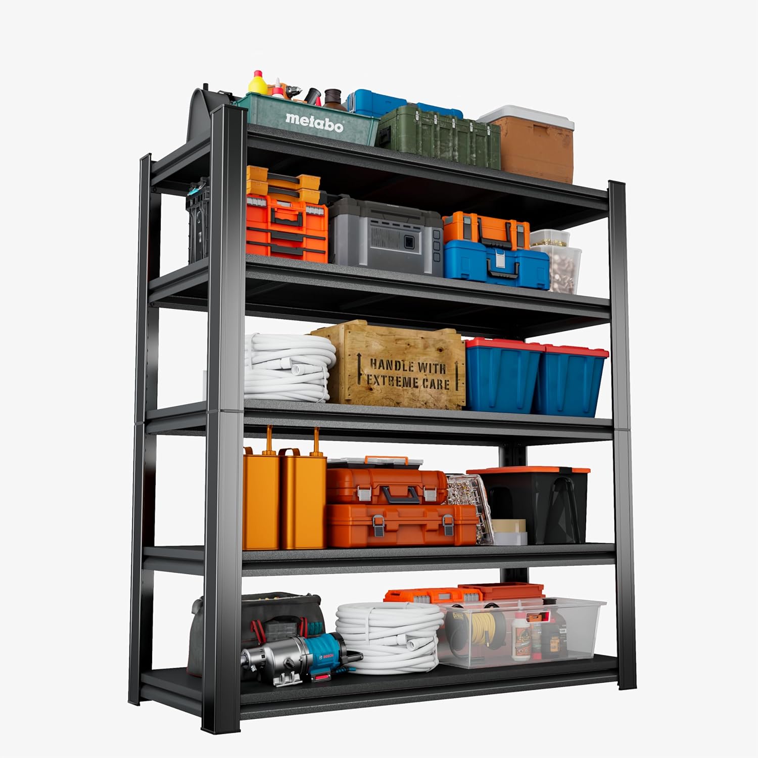 Heavy Duty 5-Tier Shelving Unit 3000LBS Capacity - Adjustable Steel Garage Shelves for Warehouse, Basement Storage(77'H x 39.4''W x 17.7''D)