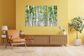 Nature Wall Art Prints - Ocean Forest Mountain Lake Canvas Landscapes - Small to Extra Large Living Room Bedroom Kitchen Bathroom Décor (Green Brich Trees, 47L" x 71W" - 3 panels)