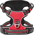 Timos Dog Harness Large Sized, No Pull with Neck Lockable Snap,No Choke Front Clip Dog Reflective Harness,Adjustable Metal Rings 3 Buckles,Easy Control Handle for Large Dogs Red L