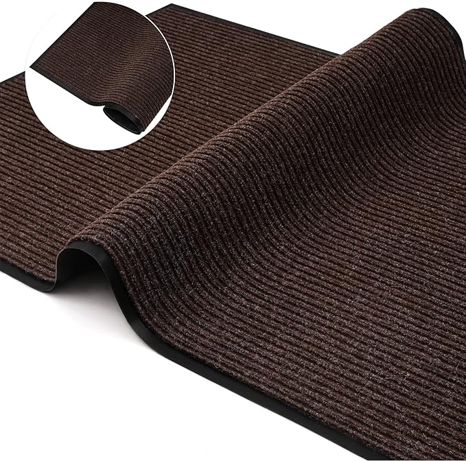 Profile Rubber Door Mat, 47x31inch, Heavy Duty, Entrance Doormat, Indoor and Outdoor, Waterproof, Easy Clean Shoe Scraper, Home Rug Welcome Mats for Entryway, Patio, Porch, Brown