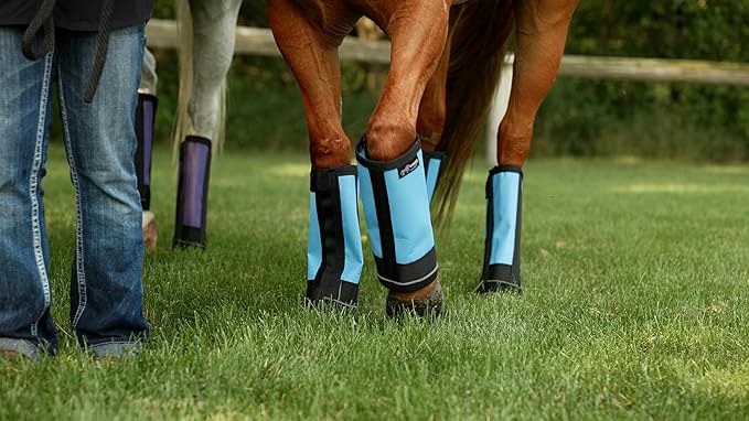 Warrior Fly Boots for Horses - Breathable Mesh Horse Boots for Fly Protection & Leg Comfort - Set of 4 (Lil Warrior, Gray)