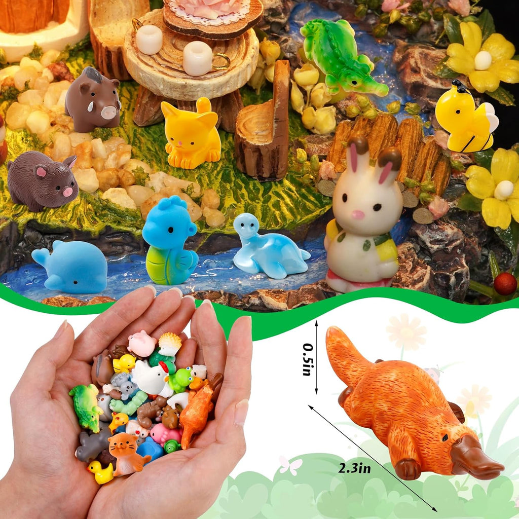 42 Pcs Mini Resin Animals 42 Styles Resin Animals Figurines Bulk for Fairy Garden Miniature Dollhouse Accessories Hide Crafts Decor