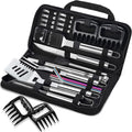 ROMANTICIST 27pcs Heavy Duty Grilling Gifts for Men Dad Fathers Day, Extra Thick BBQ Accessories Tools Set, Stainless Steel Grill Utensils Kit with Meat Claws, Carrying Bag for Outdoor Camping Silver
