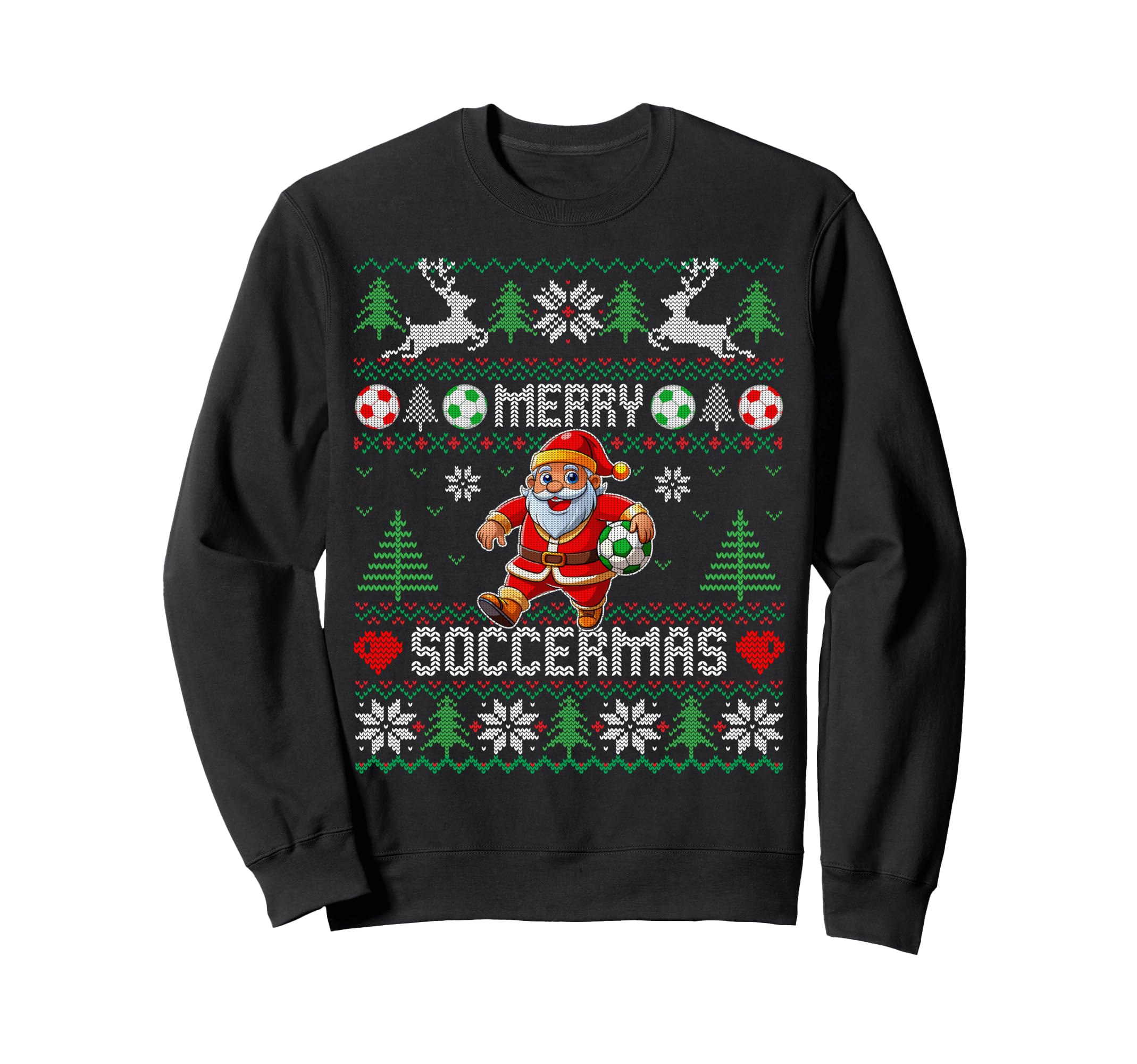 Soccer Merry Soccermas Ugly Santa Funny Sweatshirt - Trendy Graphic Unisex