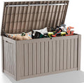 DRATO 150 Gallon Outdoor Storage Box, Large Waterproof Deck Box, Lockable Resin Storage Container with Reinforced Support for Patio Cushions, Garden Tools, UV-Resistant Outdoor Chest
