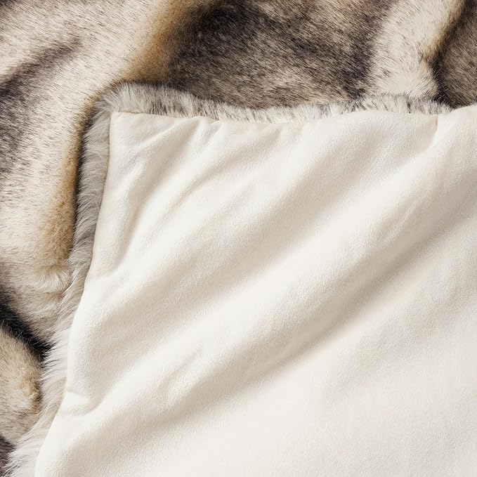 BATTILO HOME Luxury Fluffy Faux Fur Throw Blanket, Cozy Soft Warm Fur Blanket for Couch, Sofa, Chair, Bed, Plush Fuzzy Fur Throws with Long Pile & Brushed Tips, 50"x60"