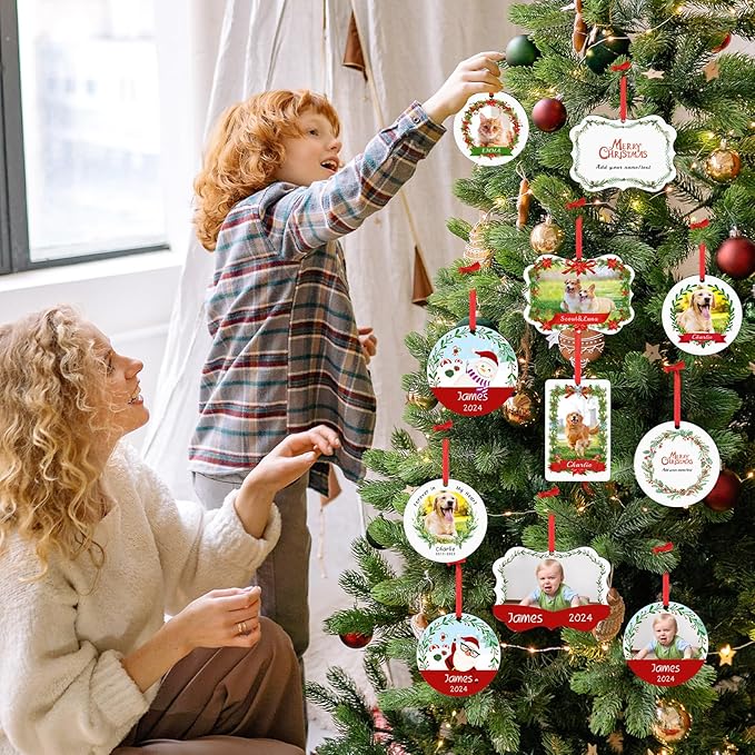 Personalized Dog Photo Christmas Ornaments 2025, Puppy Dog Cat First Christmas Ornaments, Pet Memorial Gifts for Dog Lovers, Pet Lovers