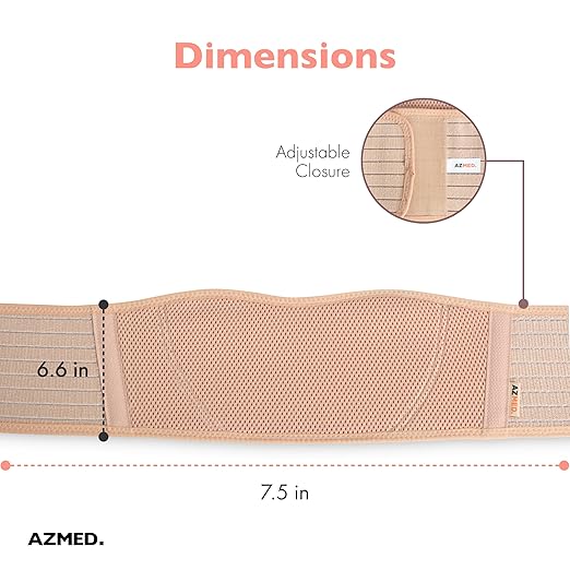 AZMED Maternity Belt Back Support - Adjustable Abdominal Binder for Pregnancy - Belly Band for Pelvic, Waist & Lower Back Comfort - Fits Up to 46 Inches - Beige