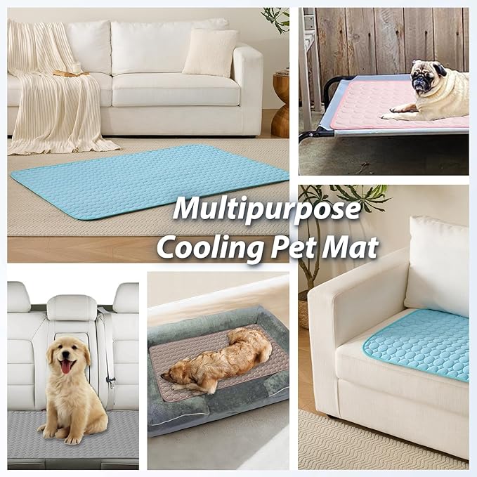 MICROCOSMOS Summer Cooling Mat & Sleeping Pad- Water Absorption Top, Materials Safe, Easy Carry, EZ Clean. Keep Cooling for Pets, Kids and Adults.(Dark Blue, 36" x24")