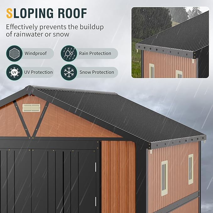 10x12 Ft Outdoor Storage Shed, Extra Large Metal Shed with Lockable Doors, 2 Windows, Outside Steel Tiny House Ideal for Garden, Backyard, Patio Utility, Tool Storage, Chicken Coops