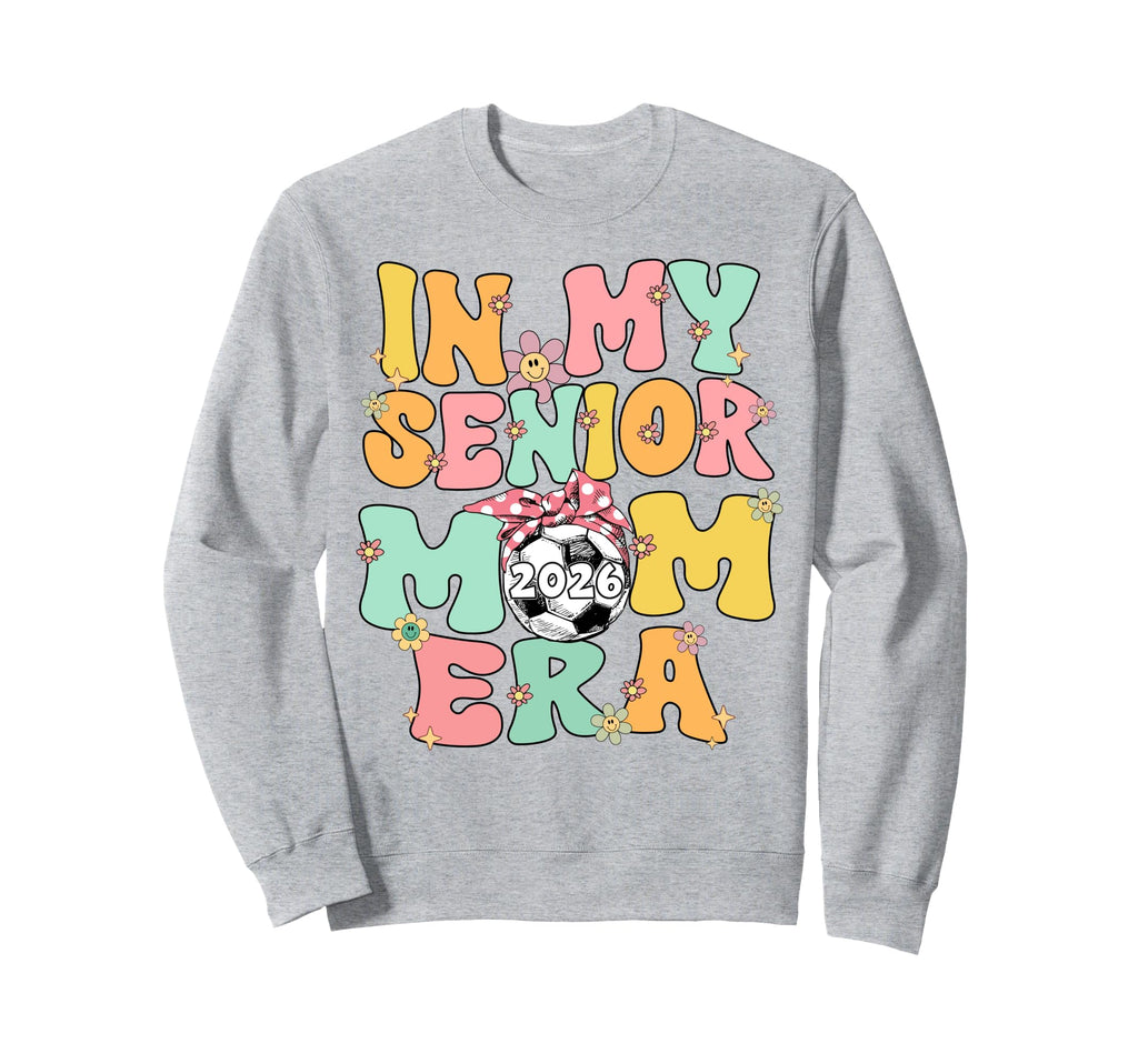 My Senior Mom Era Groovy Soccer Senior Sweatshirt - Trendy Graphic Unisex