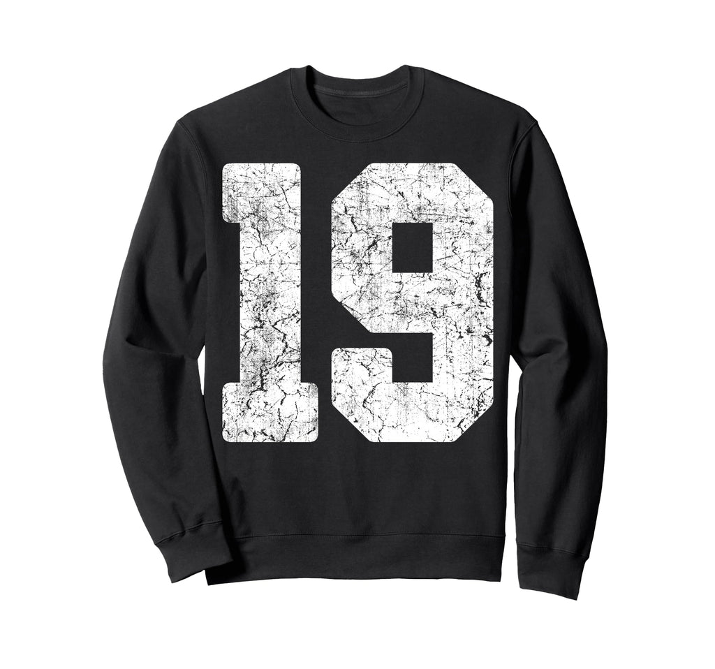 Distressed White Number 19 Jersey Sweatshirt - Streetwear Style Unisex