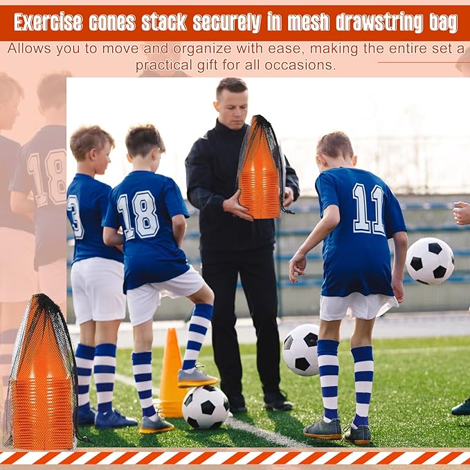 Syhood 30 Pack 7 Inch Plastic Traffic Cones Sports Training Agility Marker Mini Cones for Soccer, Skating, Football, Basketball, Indoor and Outdoor Games Sports Practice Equipment