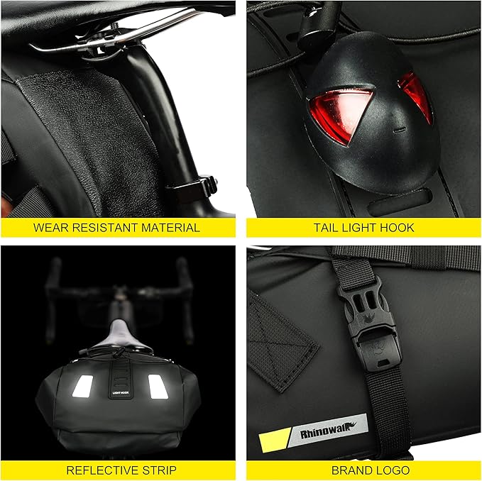 Rhinowalk Waterproof Bike Saddle Bag 10L - Under Seat Storage for Mountain Road Biking and Commuting Trips