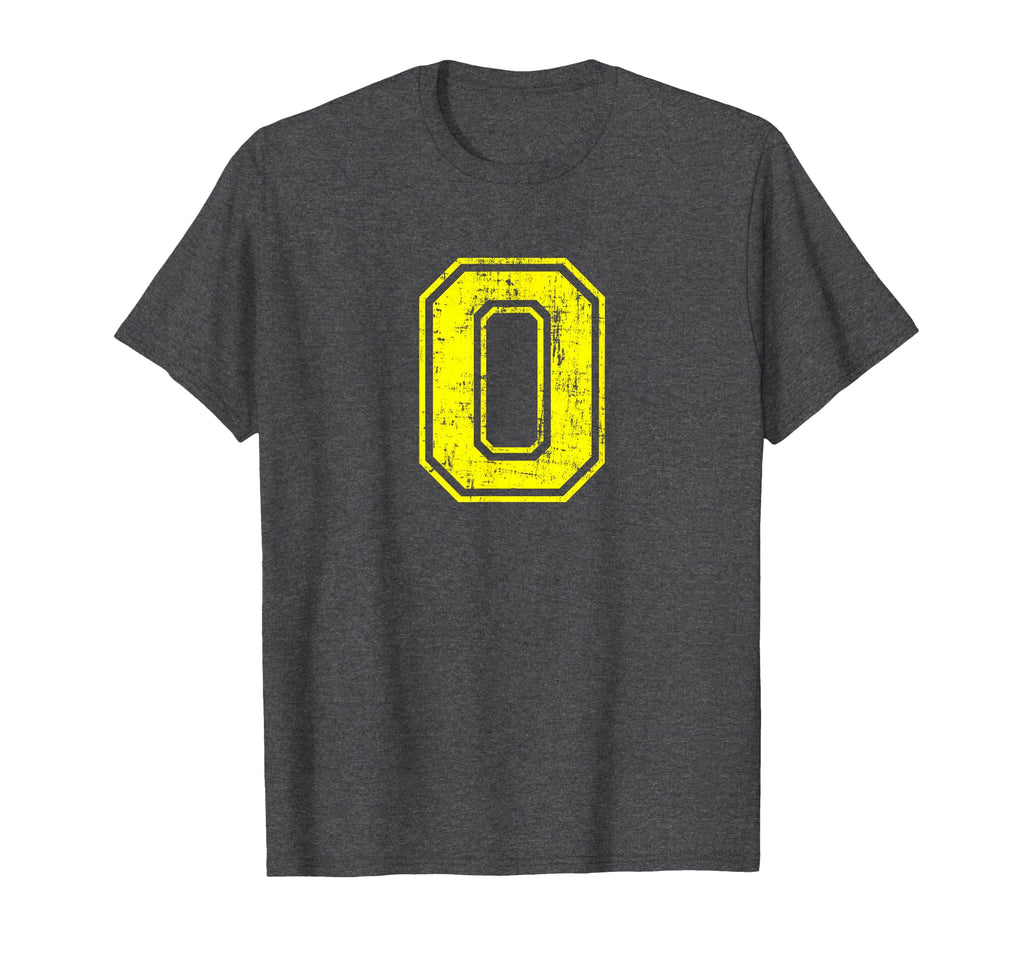 Number 0 Zero Varsity Distressed Sport T-Shirt - Graphic Print for Adults