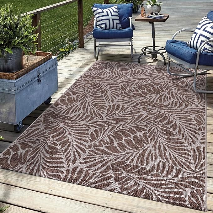 Keen Home Design Terrace Outdoor Area Rug - 4x6 Washable Indoor/Outdoor Rug for Patio, Kitchen, Balcony, Beach, Garden, Deck and Porch, Size: 3'10"x5'7"