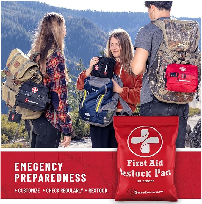 Surviveware Comprehensive Premium Survival First Aid Kit | 98 Pcs Comprehensive Survival Medical Emergency Kit for Travel Camping Gear, Home Essentials Outdoor Emergencies