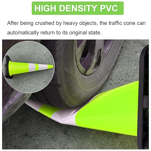 OrangeStar 8 Pack 28" Traffic Safety Cones, Green Cones Construction Cones w/Reflective Collar, Heavy Duty Base for Driving Practice, Parking Lots and Roadwork